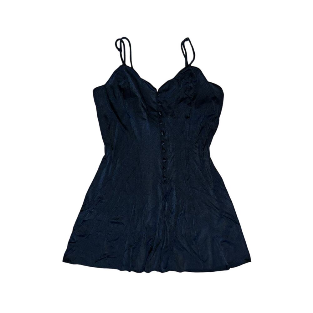 Vintage Victoria's Secret Gold Label Black Button Slip Dress Mini 90s